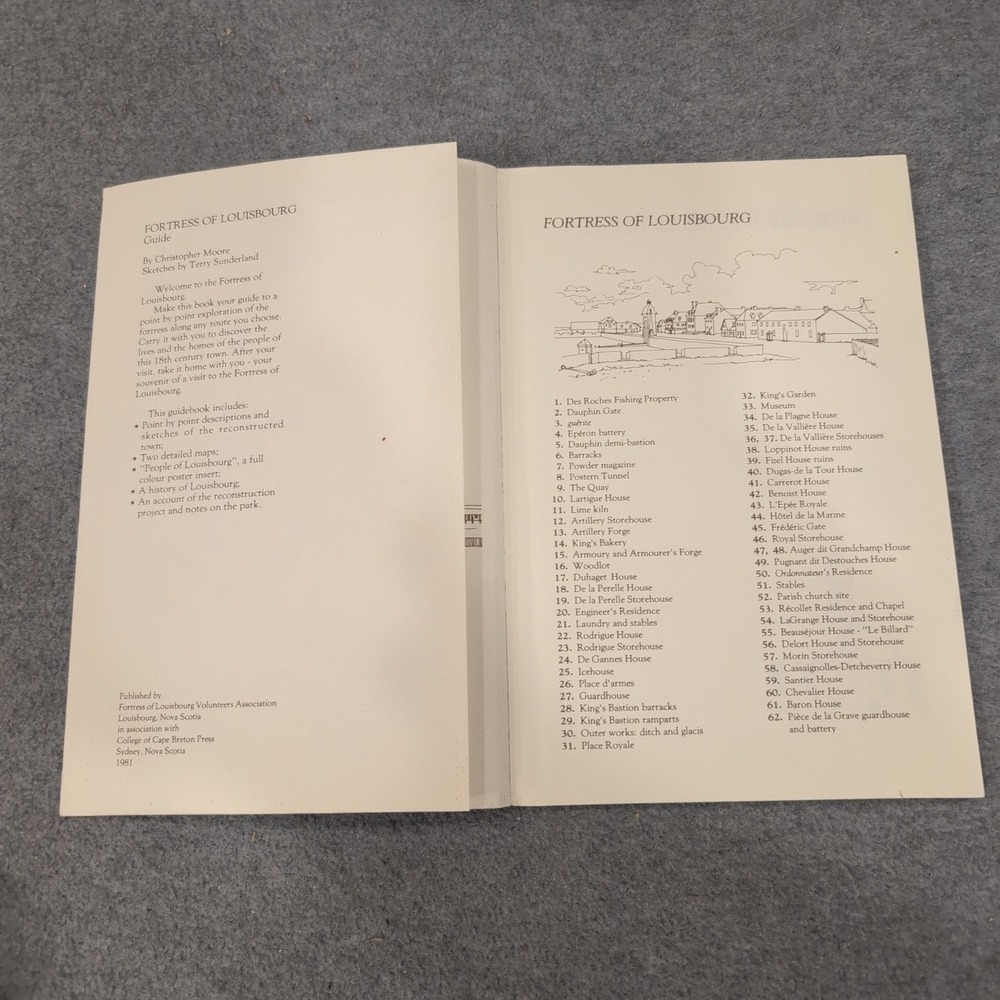 Vintage 1981 Fortress of Louisbourg Guide Book Map Christopher Moore Nova Scotia - Picture 2 of 2